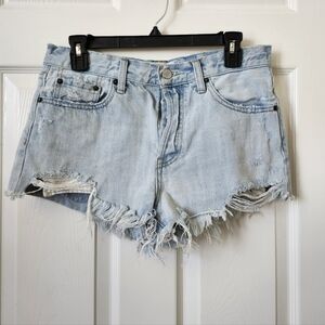 We The Free Frayed Light Blue Jean Shorts 28